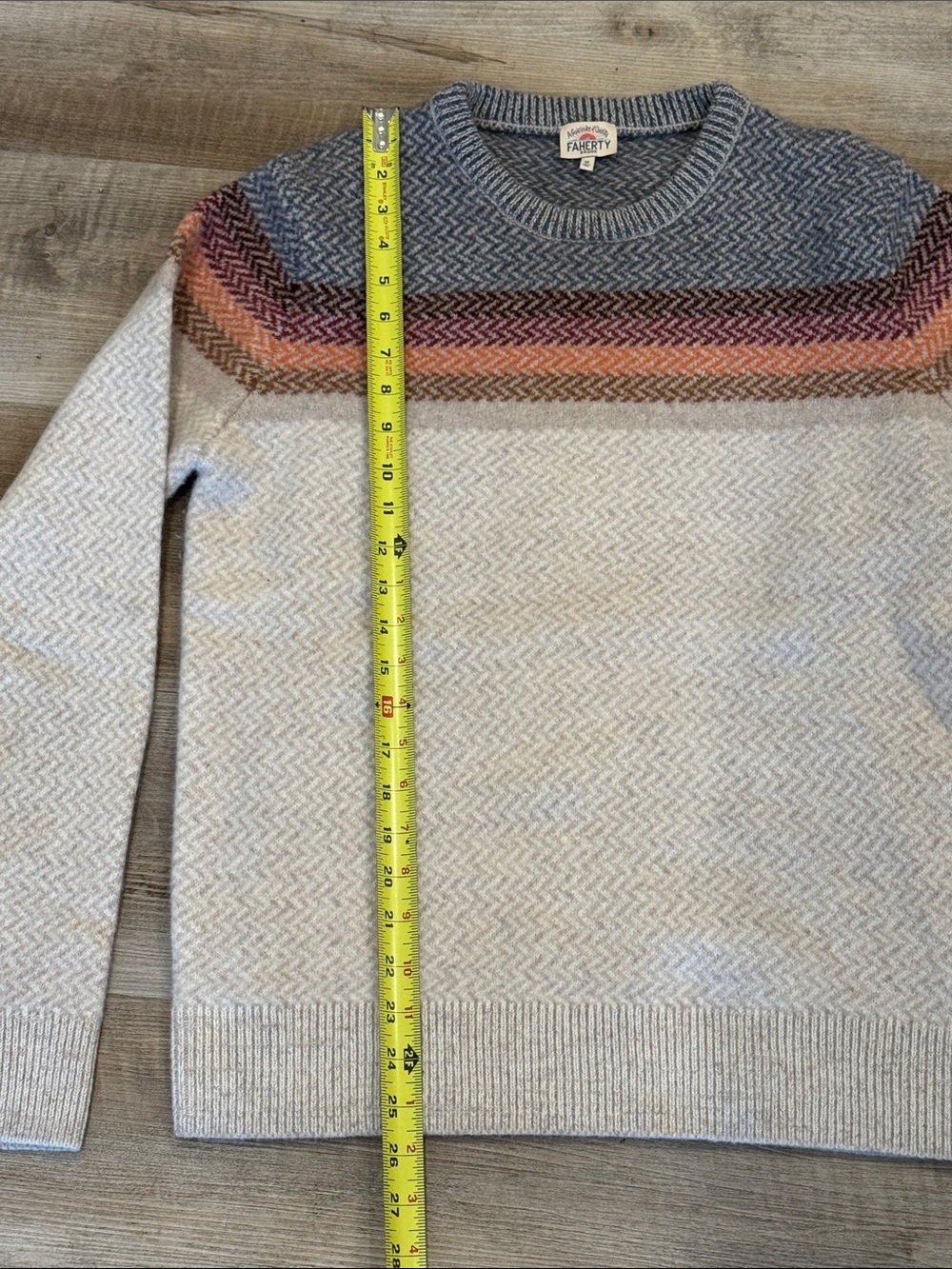 Faherty Donegal Ombre Crewneck Desert Sunset Ombré Herringbone Knit Sweater - Picture 12 of 15